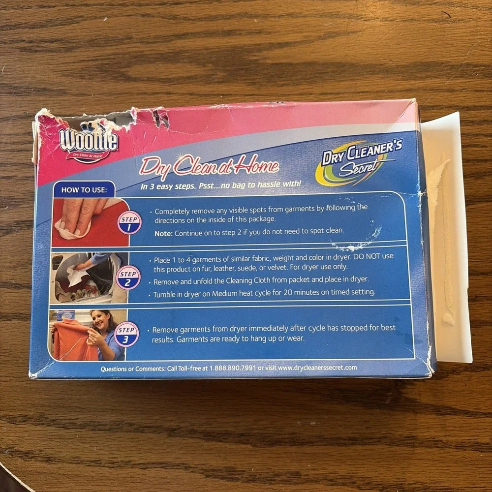 New Woolite Dry Clean At Home By Dry Cleaner's Secret 6-Pack Cloths- Damaged Box